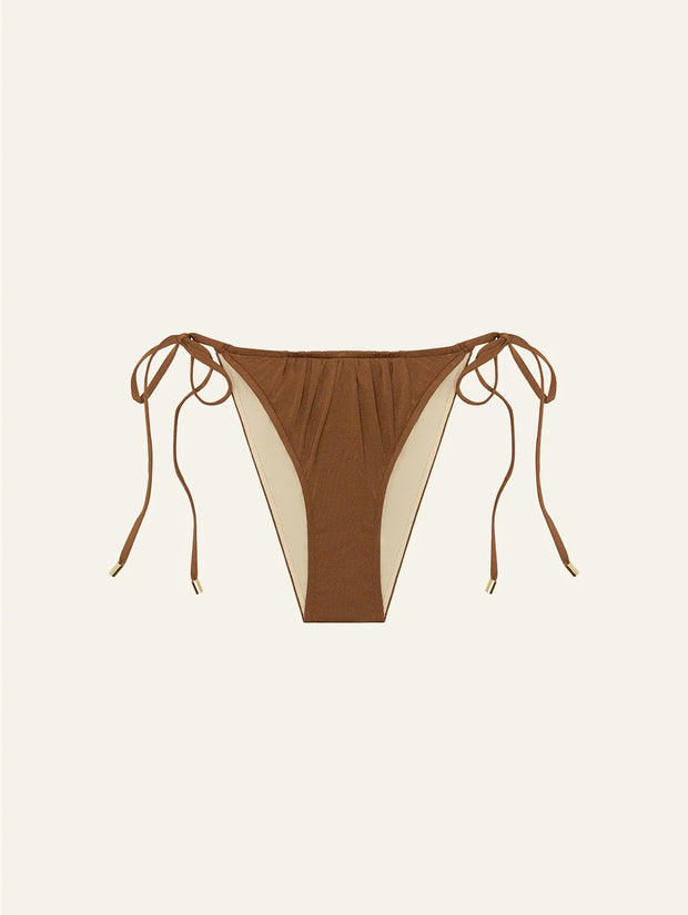 Peony Swimwear Ruched String Pant in Maple