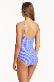 Sea Level Checkmate Cross Front One piece in Cobalt