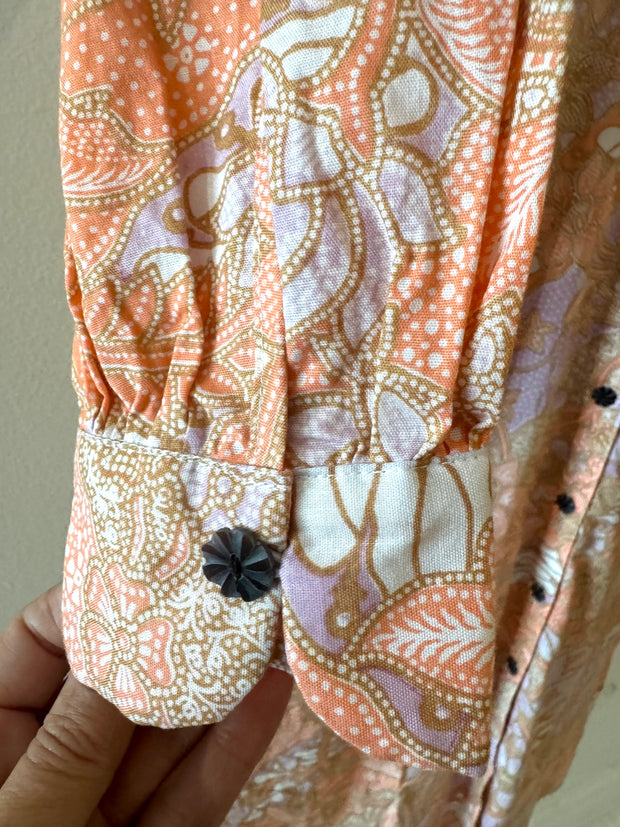 Cotton Batik Belize Shirt Dress in Apricot