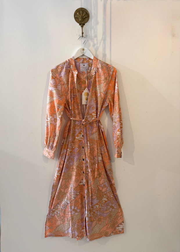 Cotton Batik Belize Shirt Dress in Apricot