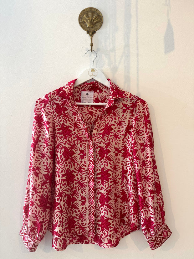 Marseille Silk Blouse in Red Pink