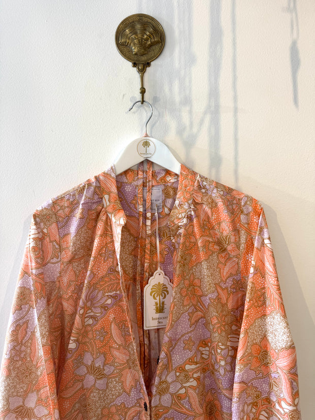 Cotton Batik Belize Shirt Dress in Apricot