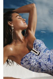 Sea Level Palmera U Bar Bandeau One Piece in Blue
