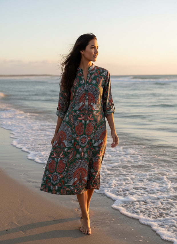 Amira Kaftan in the Greenbird Batik Print