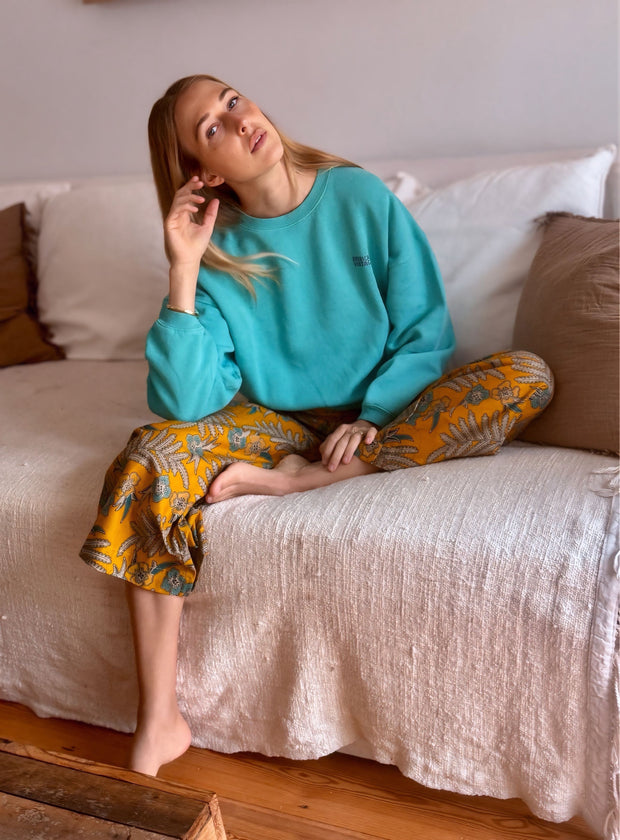 Batik Palazzo Pant in Yellow Bloom