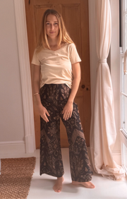Batik Palazzo Pant in Black and Gold