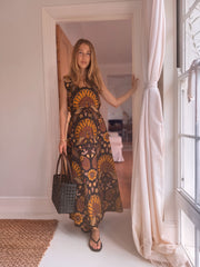 The Laurent Batik Maxi Skirt in Blackbird