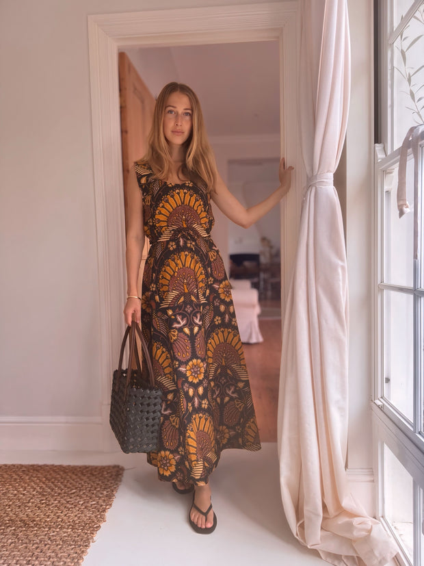The Laurent Batik Maxi Skirt in Blackbird