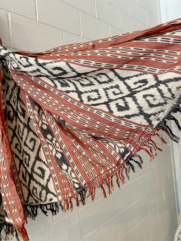 Ikat Beach Towel Sarong in Concrete and Clay