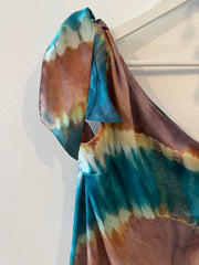 Havana Silk One Shoulder Dress in Turquoise