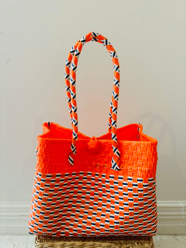 Fluro Orange &Blue Medium Basket Tote