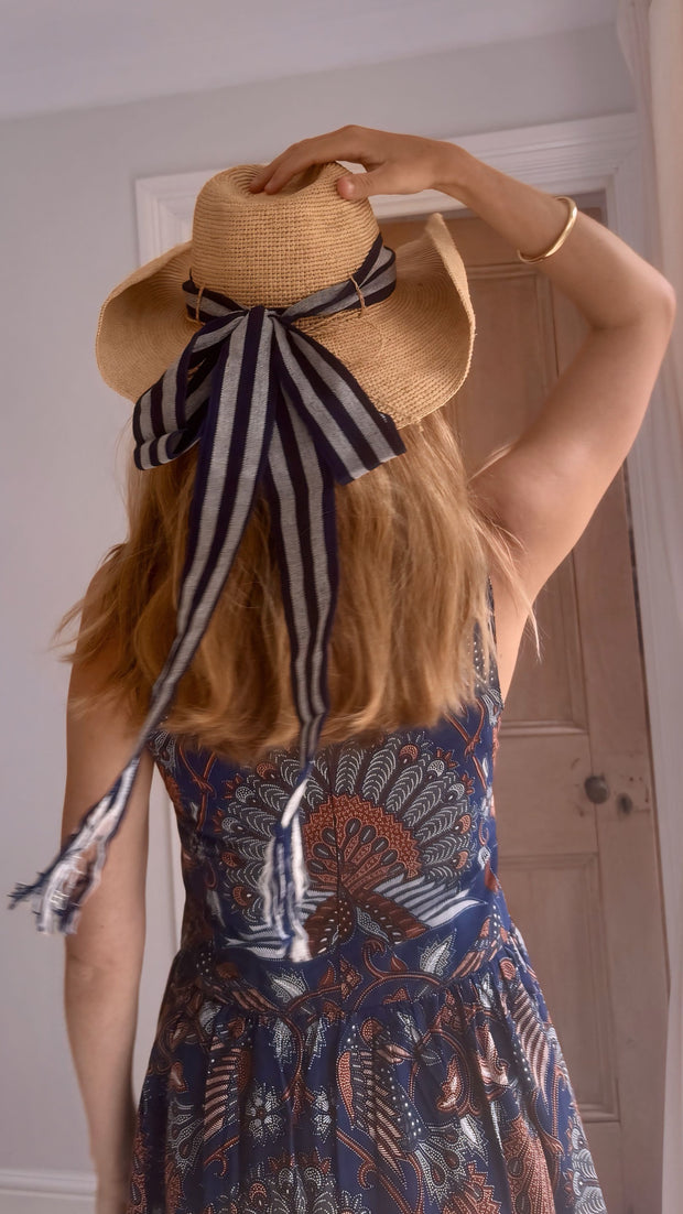 Ikat in blue stripe tie