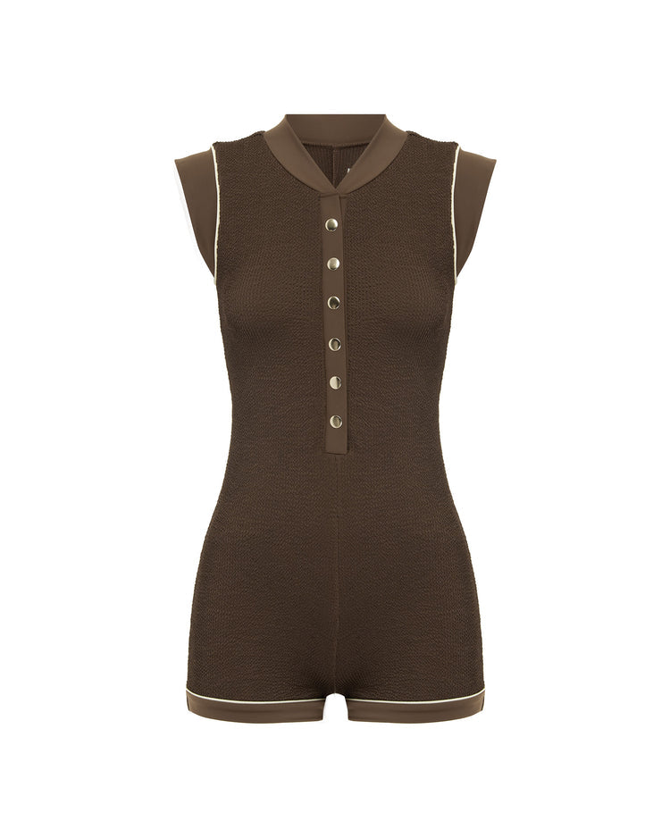 Its Now Cool Button up Onesie in Choc Butter Crimp – Iridescent Sea