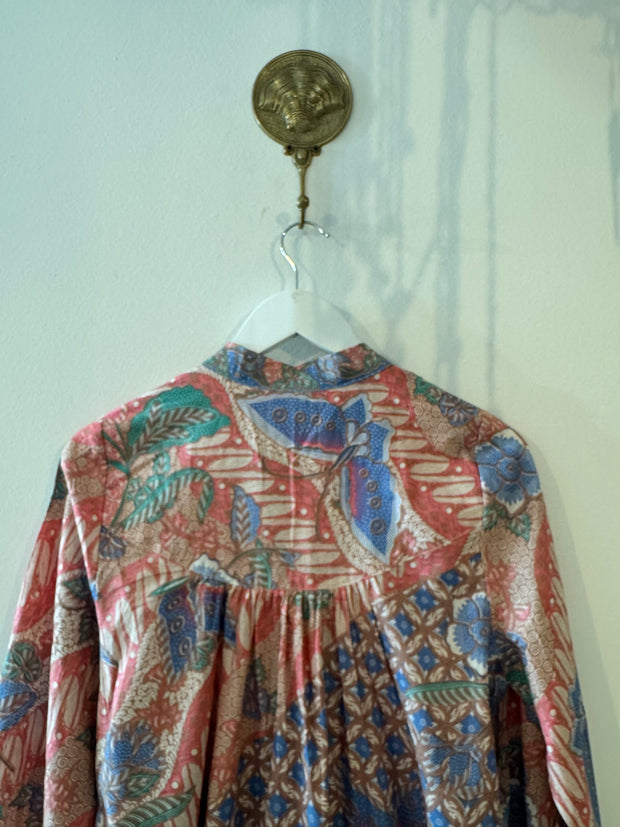 Cotton Batik Belize Shirt Dress in Blue butterfly