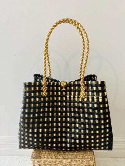 Black & Gold Basket Tote