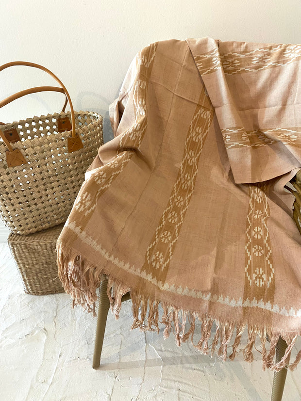 Ikat Beach Towel Rote Sarong in Tan