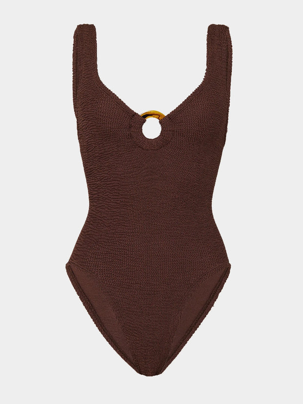 HUNZA G Celine Swimsuit in Metallic Chocolate