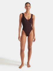 HUNZA G Celine Swimsuit in Metallic Chocolate