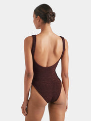 HUNZA G Celine Swimsuit in Metallic Chocolate