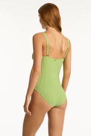 Sea Level Checkmate Twist Front One Piece in Olive