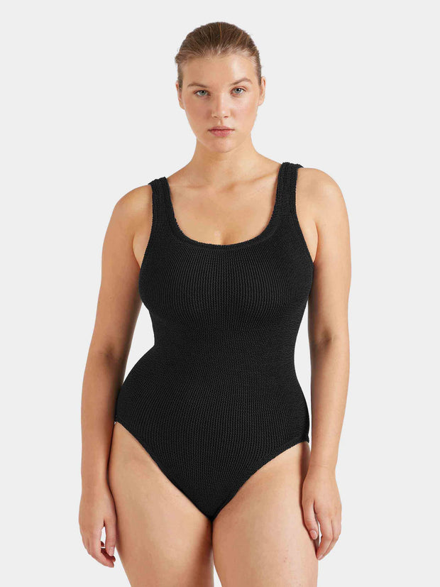 HUNZA G Coverage Square Neck Swimsuit in Black