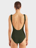 HUNZA G Coverage Square Neck Swimsuit in Metallic Khaki