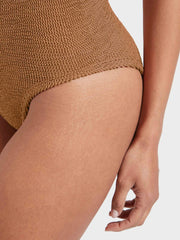 HUNZA G Coverage Square Neck Swimsuit in Metallic Cocoa