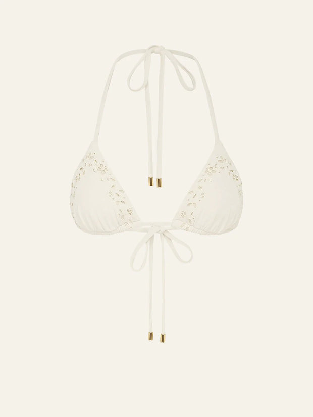 PRE ORDER - PEONY Embroidered String Tri in cream