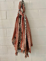 Ikat Beach Towel Sarong in Concrete and Clay