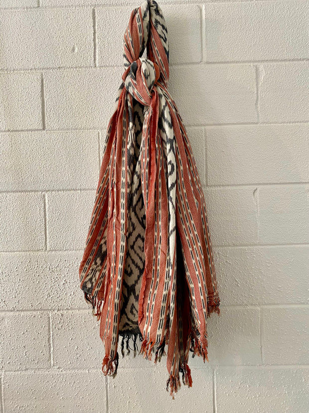 Ikat Beach Towel Sarong in Concrete and Clay