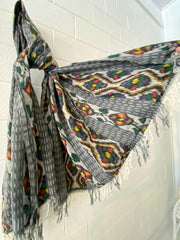 Ikat Beach Towel Sarong in Gray