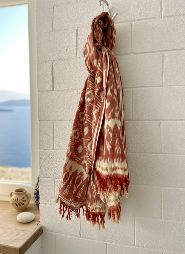 Ikat Beach Towel Sarong Cinnamon
