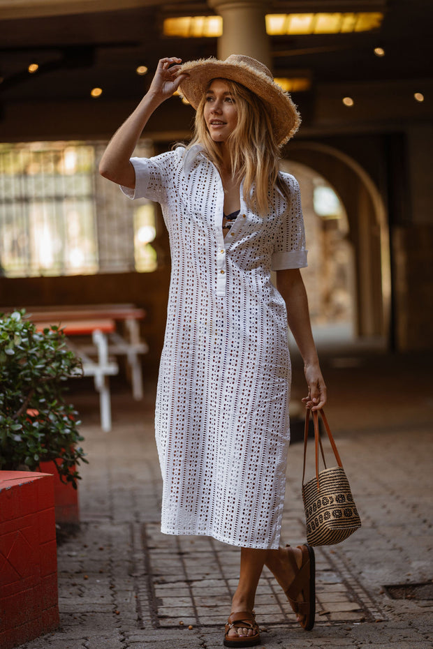 Cuba Libre Embroidered Cotton shirt dress