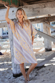 Oversized Beach Shirt Dress - Lemon