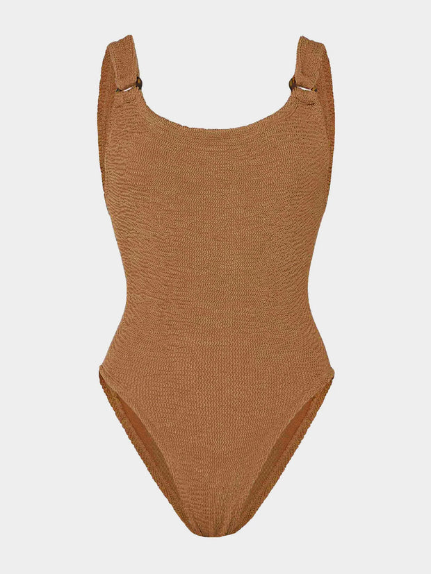 HUNZA G Domino Swim in Metallic Cocoa