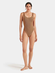 HUNZA G Domino Swim in Metallic Cocoa