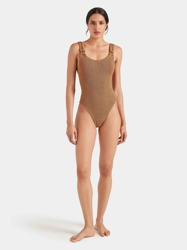 HUNZA G Domino Swim in Metallic Cocoa
