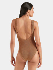 HUNZA G Domino Swim in Metallic Cocoa