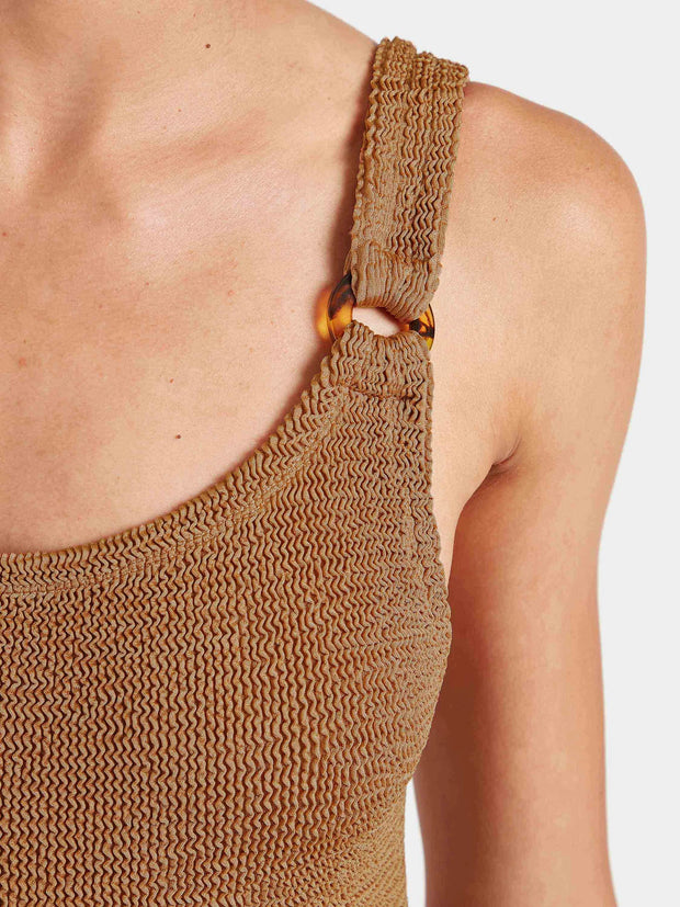 HUNZA G Domino Swim in Metallic Cocoa