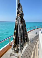 Ikat Beach Towel Sarong in Gray
