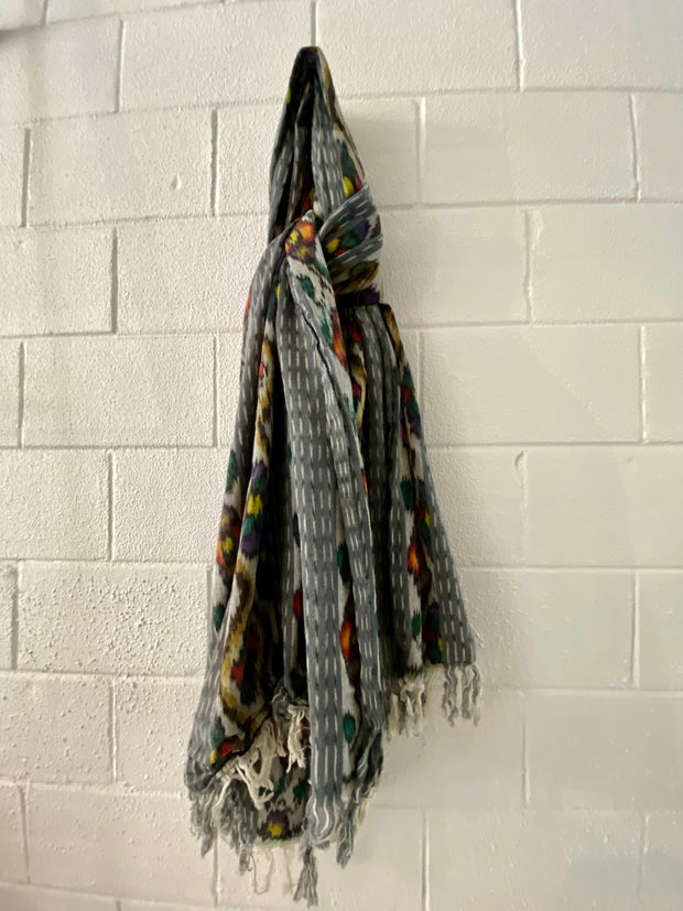 Ikat Beach Towel Sarong in Gray