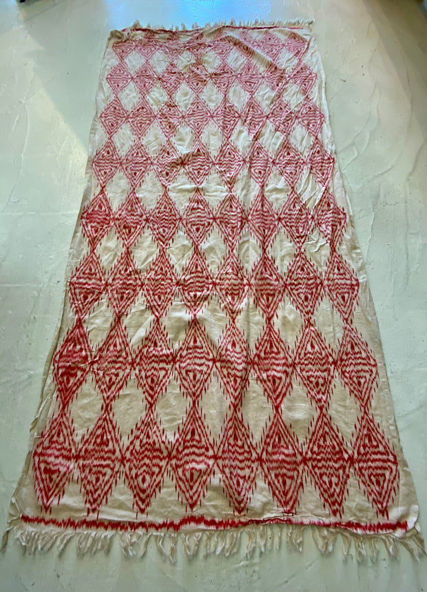 Ikat Beach Towel Sarong Strawberry and Cream