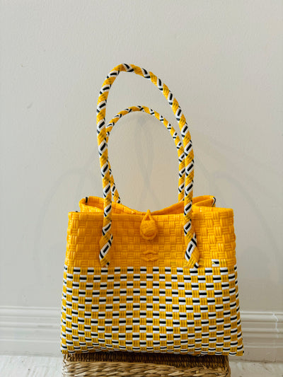 Yellow & Black Medium Basket Tote