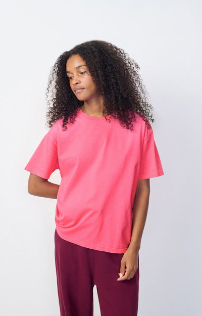 American Vintage FIZVALLEY T Shirt in Fluorescent Pink Acid