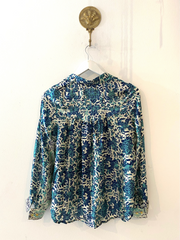 Marseille Silk Blouse in Aquamarine