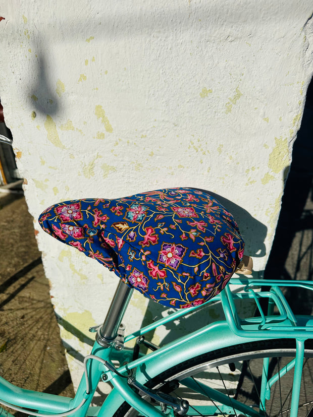 Bicycle Seat Cover in Blue Batik