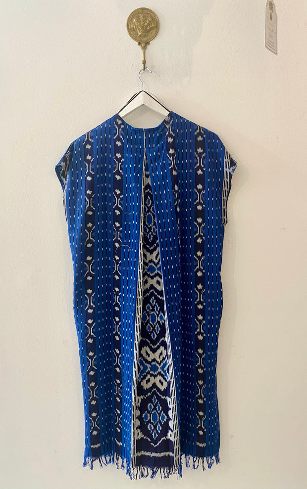 Ponza Island Dress in Cobalt Ikat