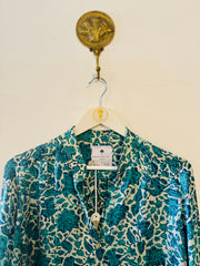 Les Fleurs Silk Blouse in Aquamarine