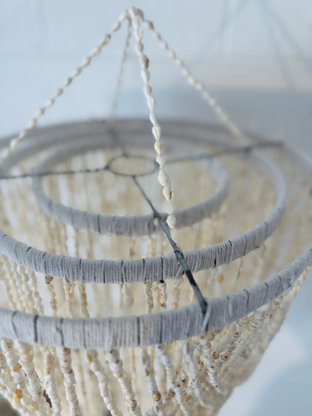 Shell Chandelier Drape  White Twine