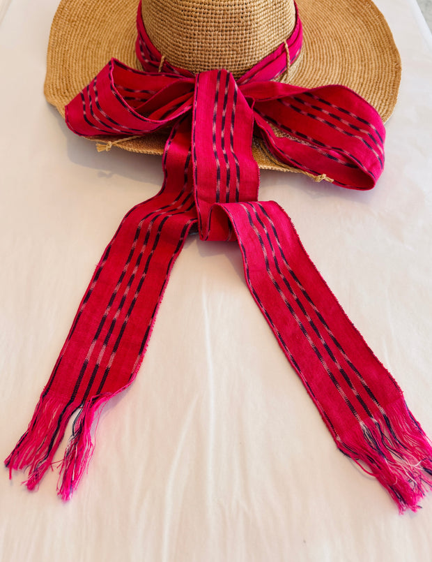 Ikat in raspberry tie